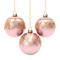 AI generated Hanging Christmas pink color ornament isolated on a transparent background png