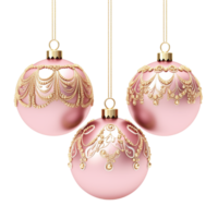 ai generiert hängend Weihnachten Rosa Farbe Ornament isoliert auf ein transparent Hintergrund png