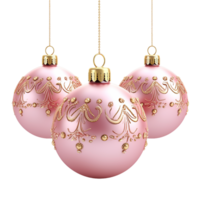 AI generated Christmas Pink hanging ornaments isolated on a transparent background png