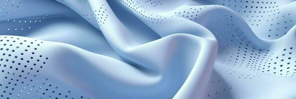 AI generated Breathable fabric dry light blue soft mesh holes floating light blue background. Generative AI photo