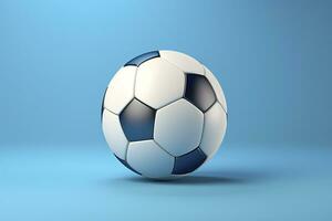 AI generated soccer ball on light blue background. Generative AI photo