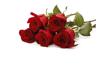 AI generated Red rose bouquet isolated on white background. AI Generated photo