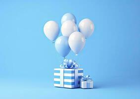 AI generated Balloons with gift box. AI Generated photo