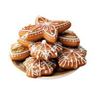 AI generated Christmas homemade cookies on a plate isolated on a transparent background png