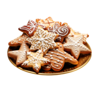 ai généré de fête fait maison pain d'épice biscuits pour Noël isolé sur une transparent Contexte png