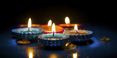 AI generated Happy Diwali. Diya oil lamps were lit during the celebration. AI Generated photo