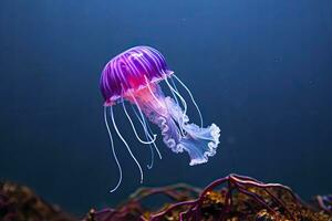 AI generated Mauve stinger purple jellyfish. AI Generated. photo