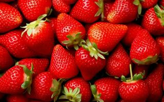 AI generated Texture of fresh strawberries as background. Generative AI photo