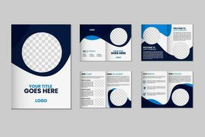 8 page a4 size brochure template design, corporate business flyer brochure, modern bi fold magazine brochure, annual report template design vector