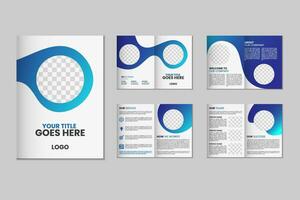 8 page a4 size brochure template design, corporate business flyer brochure, modern bi fold magazine brochure, annual report template design vector