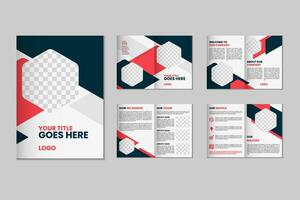 8 page a4 size brochure template design, corporate business flyer brochure, modern bi fold magazine brochure, annual report template design vector