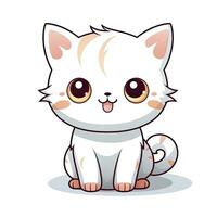 ai generado linda kawaii gato clipart icono blanco antecedentes. ai generado foto