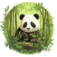 AI generated Cute panda in the middle of a bamboo forest. T-shirt design. AI Generated photo