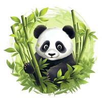 AI generated Cute panda in the middle of a bamboo forest. T-shirt design. AI Generated photo