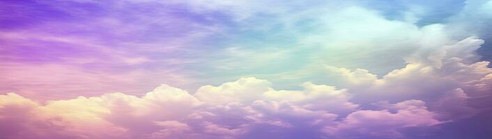 AI generated Rainbow sky with fluffy clouds. Multicolored toned sky. AI Generated. photo