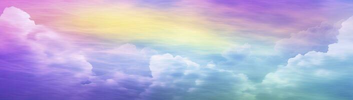 AI generated Rainbow sky with fluffy clouds. Multicolored toned sky. AI Generated. photo