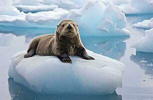 AI generated Sea Otter on Ice. AI Generated photo