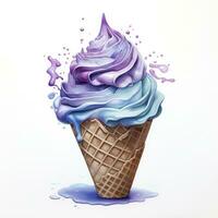 AI generated Watercolor ice cream in a waffle cone. AI Generated photo