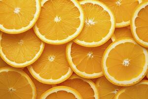 AI generated Orange fruit slices citrus arrangement full frame background. AI Generated photo