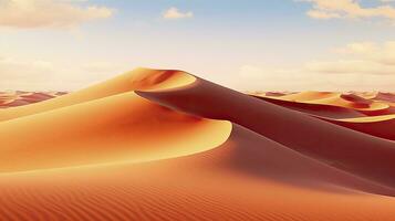 ai generado Desierto con mágico playa y dunas como inspiración para exótico aventuras en seco climas ai generado. foto