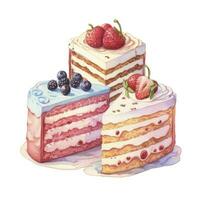 AI generated Set of Cake piece illustration on white background. AI Generated photo