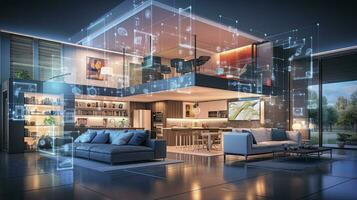 AI generated A Glimpse into the Connected Smart Home of Tomorrow. AI Generated photo