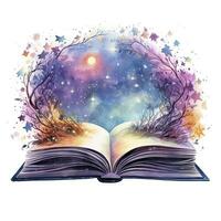 AI generated Galaxy celestial fantasy book watercolor for T-shirt Design. AI Generated photo