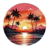 AI generated Tropical sunset for t-shirt design. AI Generated photo