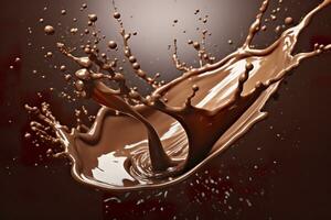 AI generated splash of chocolate or Cocoa. Generative AI photo