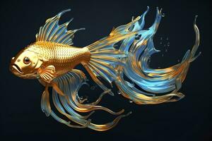 AI generated 3d rendering. fish on black background. Generative AI photo