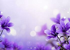 AI generated Abstract spring background with purple flowers. AI Generated photo