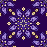 yellow purple magenta violet lavender mandala seamless pattern floral flower creative vintage design background vector illustration