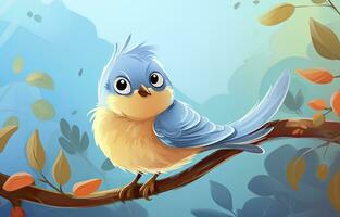 AI generated Cute little bird with a  nature background.  AI Generated. photo