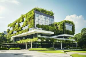 AI generated Office building with green environment. AI Generated photo