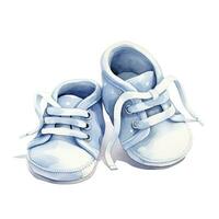 AI generated Watercolor newborn small shoes isolated white background. AI Generated photo