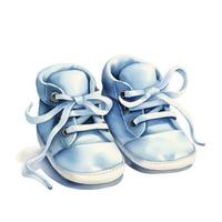 AI generated Watercolor newborn small shoes isolated white background. AI Generated photo