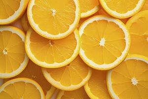 AI generated Orange fruit slices citrus arrangement full frame background. AI Generated photo