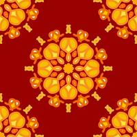 sin costura modelo amarillo rojo suave Rosa granate Clásico floral flor mandala interior plano diseño borgoña antecedentes vector ilustración