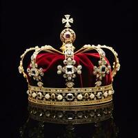 AI generated The Royal Coronation Crown Isolated on a Black Background. Generative AI photo