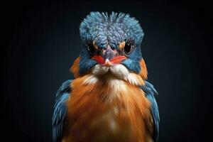 AI generated Kingfisher sitting on the tree branch. AI Generated photo