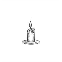 Hand drawn candles. Retro sketches isolated. Doodle line graphic design. Vector vintage black and white images. Vector illustration.