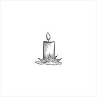 Hand drawn candles. Retro sketches isolated. Doodle line graphic design. Vector vintage black and white images. Vector illustration.