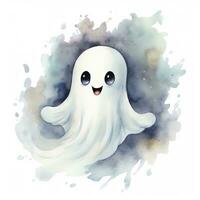 AI generated The watercolor cute ghost on white background. AI Generated photo