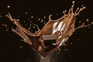 AI generated splash of chocolate or Cocoa. Generative AI photo