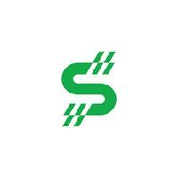 letter s stripes motion green dollar symbol vector