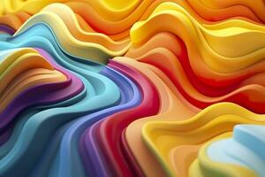 AI generated Abstract 3D Render. Colorful Background Design with Soft, Wavy Waves. Modern Abstract Wave Background. AI Generative photo