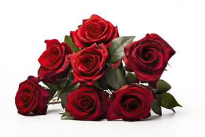 AI generated Red rose bouquet isolated on white background. AI Generated photo