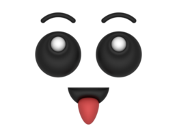 3d Cartoon Eyes Tongue Out 3 on a transparent background png