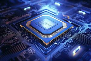 AI generated Futuristic central processor unit. Powerful Quantum CPU motherboard. AI Generated photo