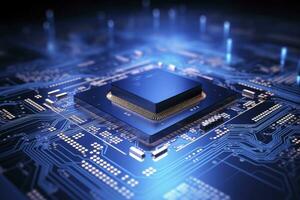 AI generated Futuristic central processor unit. Powerful Quantum CPU motherboard. AI Generated photo